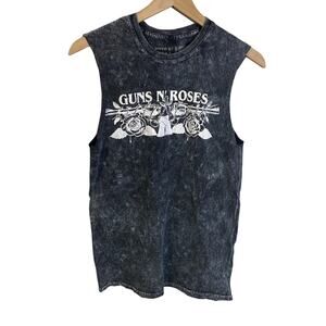 Guns N' Roses Grey Tie Dye Sleeveless Graphic Logo Top 100% Cotton Sz S